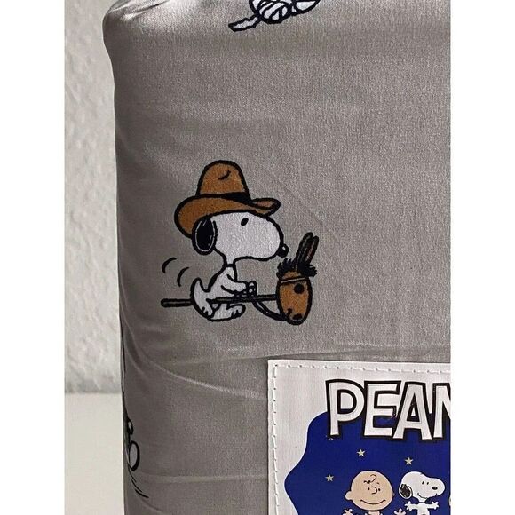 Peanuts Snoopy Halloween QUEEN Sheet Set Pumpkin Cactus Cowboy Pumpkin NEW - Picture 3 of 15